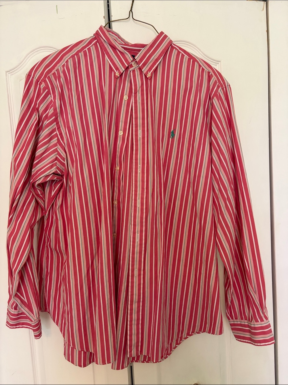 Ralph Lauren dark pink and White Striped Button-Down Shirt
